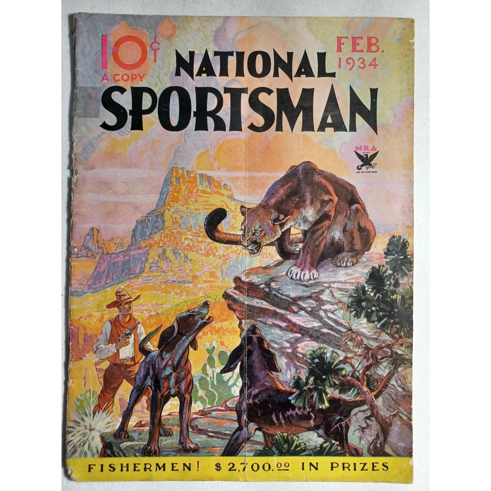 Vintage National Sportsman Magazine‎ Feb Hunting Fishing Outdoors Color Art